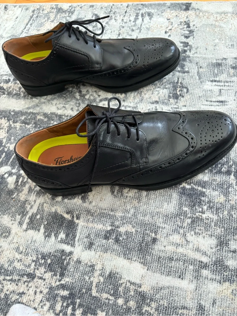 Florsheim Black Leather Brogue Wingtip Derbys